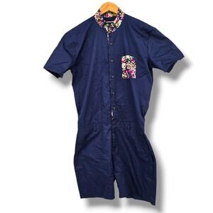 Romperjack Romper Floral‎ Collar Short Sleeve One Piece Jumpsuit Men's Large